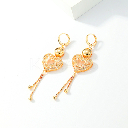 Heart Tassel Brass Hoop Earrings JA5879-1