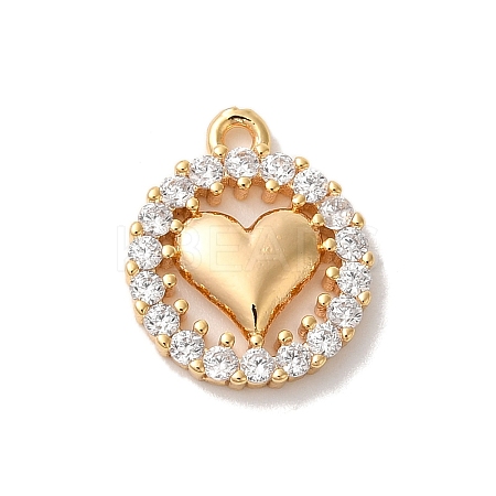 Brass Micro Pave Clear Cubic Zirconia Pendants KK-M294-13G-1