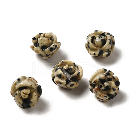 Natural Dalmatian Jasper Carved Flower Beads G-O156-B-27-1