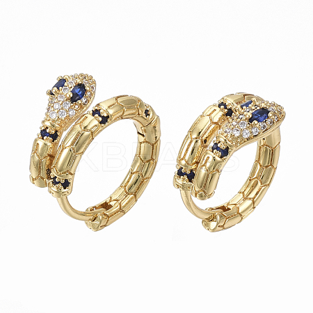 Brass Micro Pave Clear Cubic Zirconia Huggie Hoop Earrings EJEW-R114-007A-NF-1