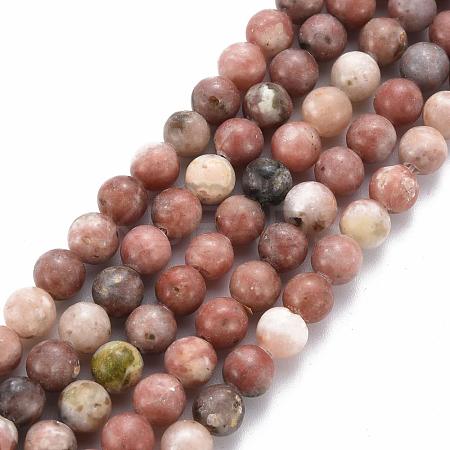 Round Natural Maible and Sesame Jasper/Kiwi Jasper Beads Strands G-S170-6mm-1