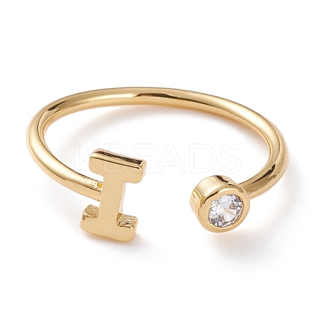 Brass Micro Pave Clear Cubic Zirconia Cuff Rings RJEW-Z005-I-G-1