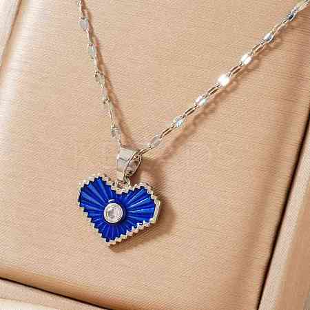 Romantic Brass Clear Cubic Zirconia Heart Pendant Necklaces FR4292-1-1