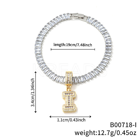 Fashionable Brass Micro Pave Clear Cubic Zirconia Charm Bracelets AF9298-9-1