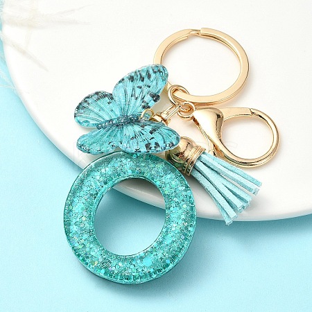Resin & Acrylic & Faux Suede Tassel Keychain X1-KEYC-YW00119-15-1
