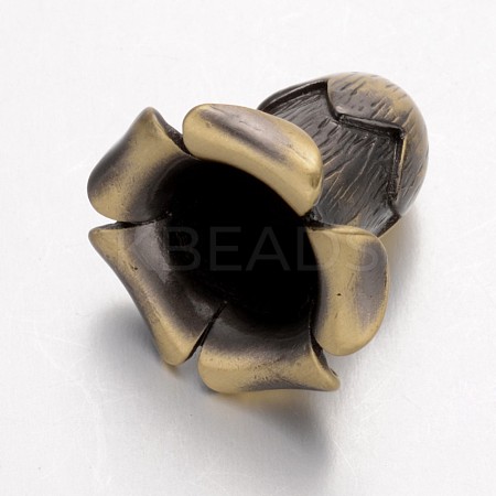 Flower 5-Petal Brass Bead Caps X-KK-M197-AB-NR-1