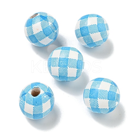 Printed Wood European Beads WOOD-G022-13K-1