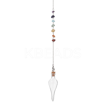 Teardrop Glass Cork Bottle Pointed Dowsing Pendulums HJEW-JM04492-1