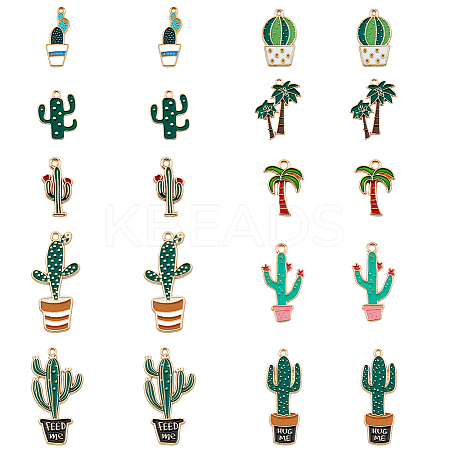 40Pcs 10 Styles Alloy Enamel Pendants ENAM-HY0001-31-1