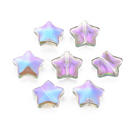 Electroplate Transparent Glass Beads GLAA-T022-14-B01-1