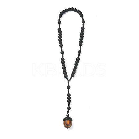 Natural Wood Pine Cone Car Hanging Ornaments HJEW-JM01280-1