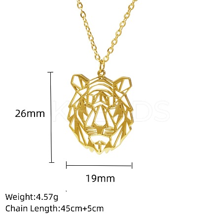 304 Stainless Steel Geometric Artistic Hollow Animal Pendant Necklaces JK0174-11-1