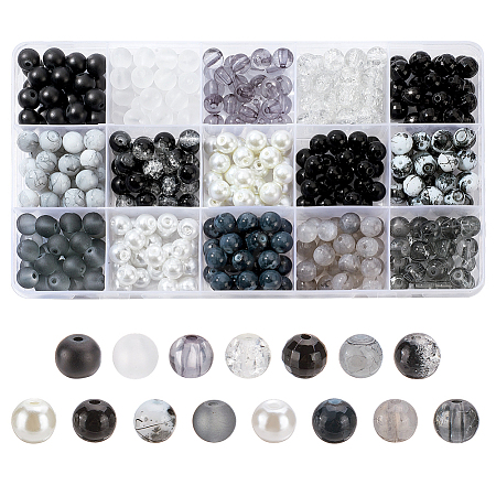 375Pcs 15 Styles DIY Jewerly Round Bead Kits DIY-AR0004-63-1