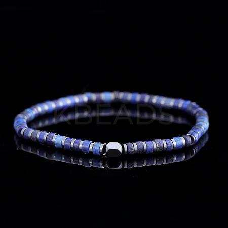 Dyed Natural Imperial Jasper & Synthetic Non-magnetic Hematite Beads Stretch Bracelets for Men EG0676-10-1