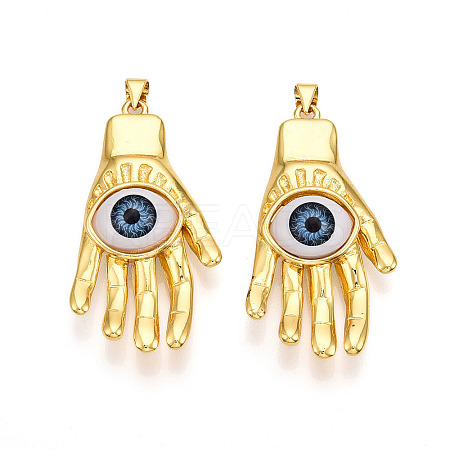 Brass Resin Pendants KK-T070-95-1