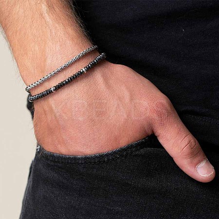 Fashion Retro Black Matte Bracelet Set with Zircon Crown ZZ8347-18-1