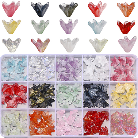 150Pcs 15 Colors Handmade Lampwork Bead Caps LAMP-PA0001-22-1