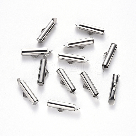 Tarnish Resistant 304 Stainless Steel Slide On End Clasp Tubes STAS-S115-01E-P-1