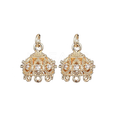 Brass Micro Pave Cubic Zirconia Multi-Strand Links X-KK-B133-06G-02-1
