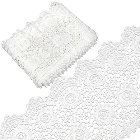 5Yards Milk Fiber Embroidery Flower Tassel Lace Ribbon OCOR-GF0004-69-1