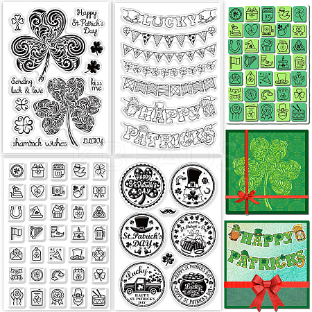 CRASPIRE 4 Sheets 4 Styles PVC Plastic Stamps DIY-CP0007-49A-1