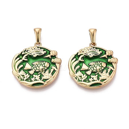 304 Stainless Steel & Enamel Pendants STAS-T072-73A-G-1