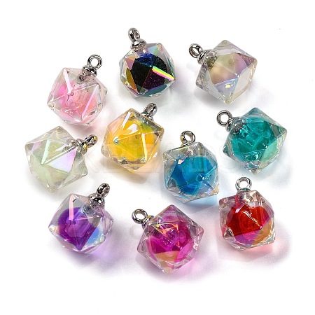 AB Color Resin Polygon Pendants RESI-U002-03-1