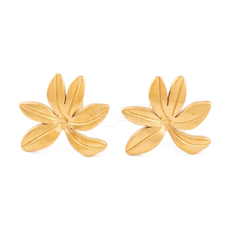 Ion Plating(IP) Flower 304 Stainless Steel Stud Earrings for Women EJEW-L272-031G-02-1