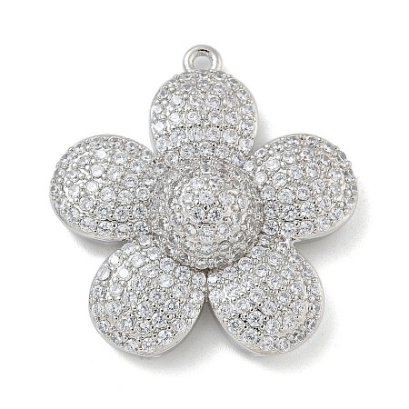 Rack Plating Brass Micro Pave Clear Cubic Zirconia Pendants KK-G515-63P-01-1