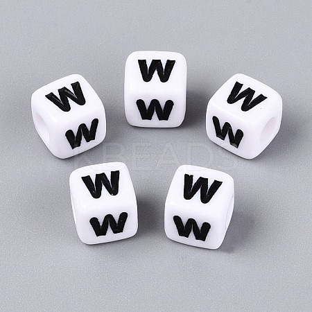 Opaque Acrylic Beads SACR-N020-04A-W-1