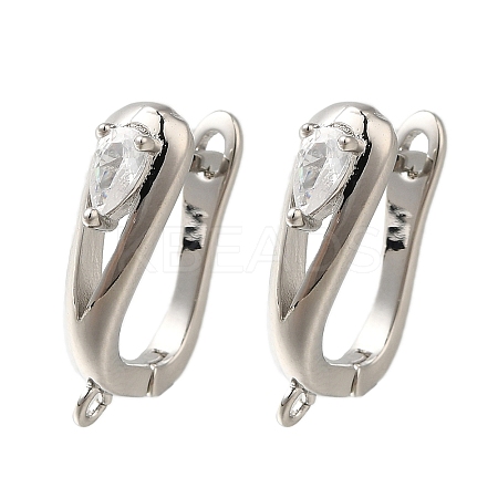 Rack Plating Brass Micro Pave Cubic Zirconia Hoop Earring Findings EJEW-H143-04P-1