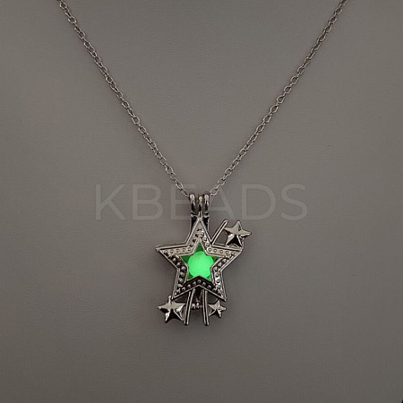 Alloy with Luminous Resin Bead Inside Pendant Necklaces for Women Men FS-WG4D5C2-19-1