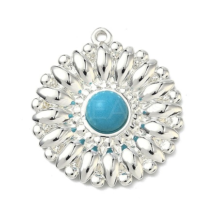 304 Stainless Steel with Dyed Synthetic Turquoise Pendants STAS-G374-05S-18-1