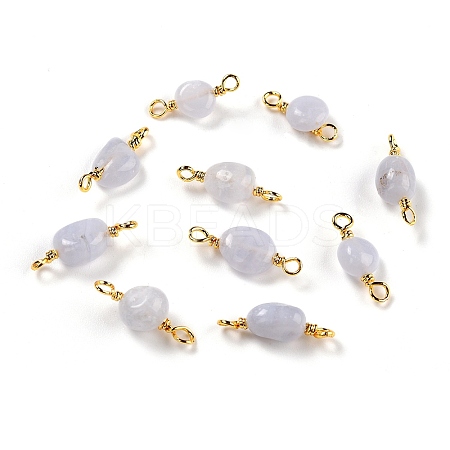 Natural Blue Lace Agate Links Connectors G-K316-02H-G-RS-1