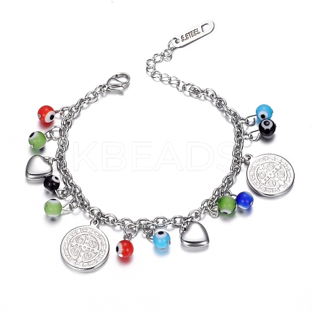 Tarnish Resistant 304 Stainless Steel Charm Bracelets LS-BJEW-D421-46P-1