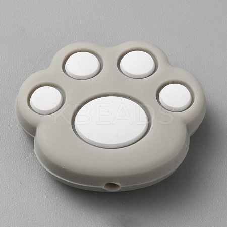 Cat Paw Print Food Grade Eco-Friendly Silicone Focal Beads LS-SIL-WH0012-040E-1