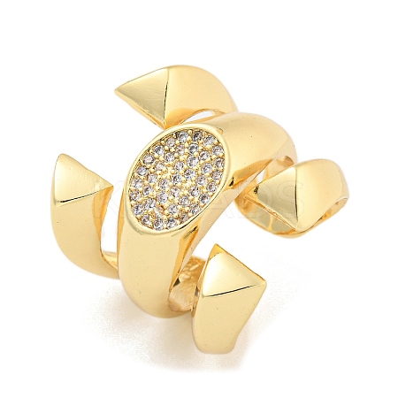 Oval Clear Cubic Zirconia Open Cuff Ring X-RJEW-L121-039G-1