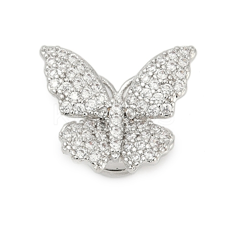Brass Micro Pave Clear Cubic Zirconia Magnetic Clasps KK-C066-13P-1