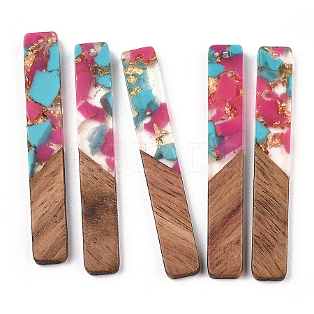 Transparent Resin & Walnut Wood Big Pendants RESI-TAC0017-42C-1