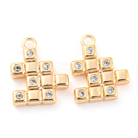 Brass Micro Pave Cubic Zirconia Charms KK-E090-36G-1