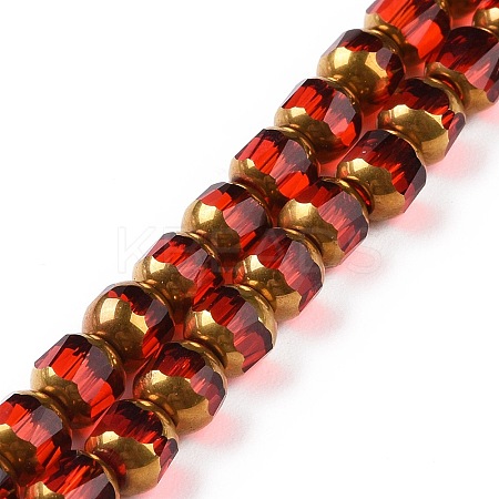 Electroplated Transparent Glass Beads Strands GLAA-P003-C01-1