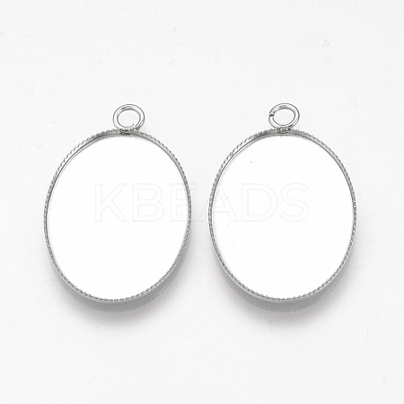 Tarnish Resistant 304 Stainless Steel Pendant Cabochon Settings X-STAS-T008-123-1
