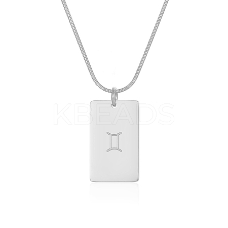 European Style 304 Stainless Steel Zodiac Pendant Necklaces for Women NF9603-3-1
