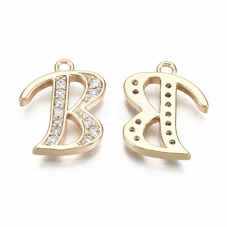 Brass Micro Pave Clear Cubic Zirconia Pendants KK-S360-053B-NF-1