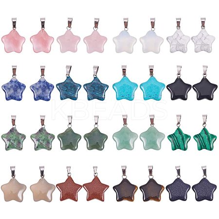 Natural & Synthetic Mixed Stone Pendants G-PH0034-36P-1