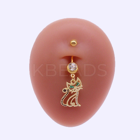 316L Surgical Stainless Steel Micro Pave Clear Cubic Zirconia Belly Rings FS-WGA8928-04-1