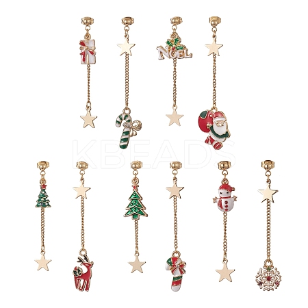 Christmas Theme Alloy Enamel Asymmetrical Earrings EJEW-JE05231-1