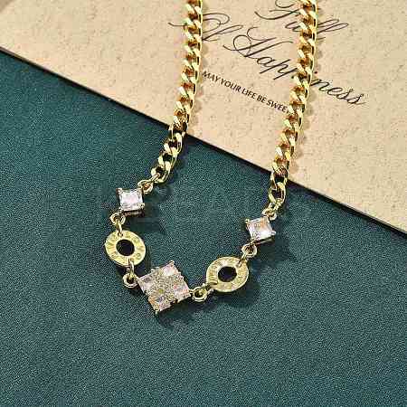 Brass Micro Pave Clear Cubic Zirconia Link Bracelets BJEW-U020-21G-1