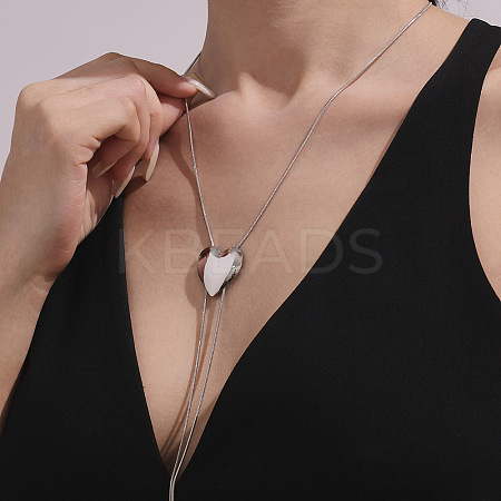 201 Stainless Steel Heart Lariat Adjustable Necklaces for Women LS-NJEW-K297-01P-1