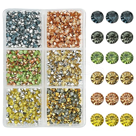 6 Colors Pointed Back Resin Rhinestone Cabochons MRMJ-YW0001-077L-1